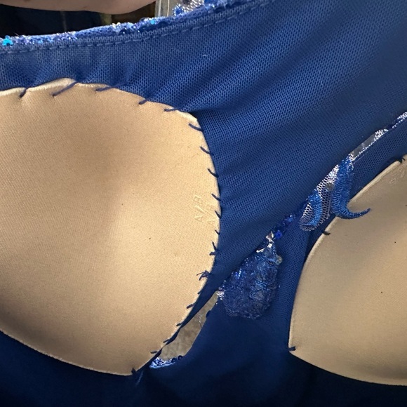 Portia and Scarlett Royal Blue Feathered Gown - Picture 11 of 14